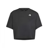 Remera corta de entrenamiento Adidas Train Essentials Boxy Workout, color negro con logo blanco en el pecho.