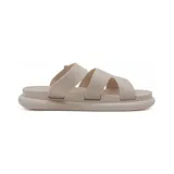 Sandalia de mujer color beige claro, estilo 'H', con plataforma gruesa y dos tiras anchas ajustables con velcro en el empeine.