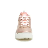 Zapatillas Caterpillar modelo Flame, color rosa metalizado con detalles en naranja y suela blanca.