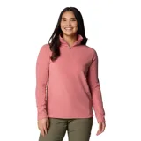 Buzo polar blanco de mujer, con cuello alto y cierre de media cremallera.