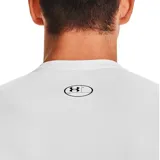 Remera deportiva blanca Under Armour HeatGear Armour de manga corta, corte ajustado y logo negro en el pecho.