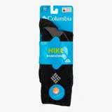 Calcetines de senderismo Columbia Hike Randonnée unisex, de lana merino color carbón con detalles en gris. Cuentan con tecnología Omni-Wick para mantener los pies secos y frescos, Polygiene Odor Crunch para eliminar el olor, absorción de humedad, soporte de arco, ventilación de malla y construcción de talón en Y.