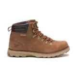Bota de cuero color marrón con cordones, cuello acolchado y suela de goma.