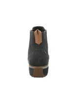 Botín de mujer RKF color marrón de gamuza, con elástico lateral y tirador trasero.