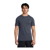 Remera deportiva Under Armour Vanish Seamless de hombre, color negro con logo plateado en el pecho. Confeccionada en tejido transpirable de secado rápido y sin costuras para evitar el roce.