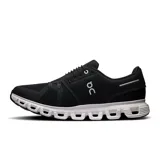 Championes de running On Cloud 6, color negro con suela blanca.
