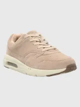 Zapatillas Hush Puppies Brandhall color beige de cuero descarne, con suela de goma EVA con tecnología Air.