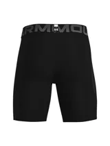 Short de compresión gris con cintura elástica negra con logo Under Armour.