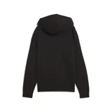Campera hoodie Puma Essentials Small Logo, color negro, con cierre frontal completo, capucha con cordones ajustables, bolsillos tipo canguro y logo pequeño estampado en el pecho.