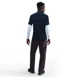 Camiseta de fútbol Nike del Paris Saint-Germain, modelo Stadium, temporada 2025/26, para hombre. Diseño azul con franja vertical central con patrón de cruces rojas y blancas. Incluye logo de Nike, escudo del club y sponsor Qatar Airways en el frente.