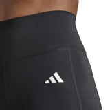 Calza larga de tiro alto color negro, con logo Adidas estampado en blanco en la pierna izquierda. Confeccionada con tejido AEROREADY absorbente.