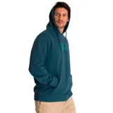 Buzo canguro verde oliva con capucha ajustable y cordones, bolsillo frontal y logo CAT estampado en blanco en el pecho.
