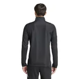 Buzo deportivo Adidas Tiro 24 para hombre, color negro con detalles en blanco, cierre frontal hasta el pecho y las tres tiras características de la marca en las mangas.