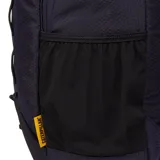 Mochila unisex Caterpillar modelo Himalayas Hiking Bac, color azul oscuro (Dark Asphalt), confeccionada en tejido ripstop de poliéster hexagonal 300D. Presenta cordón elástico delantero para almacenamiento adicional, bolsillos laterales de malla, bolsillo interior y logotipo Cat reflectante grande.