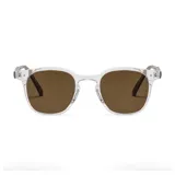 Lentes de sol unisex con montura transparente y lentes marrones polarizadas con filtro UV 400.