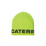 Gorro de lana negro con logo de Caterpillar bordado en verde flúor. Reversible, con interior en verde flúor.