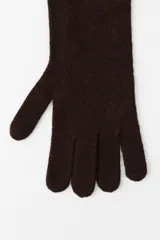Guantes largos negros de punto fino, confeccionados en mezcla de viscosa y cashmere.