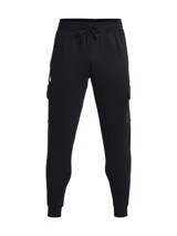 Pantalón de jogging Under Armour Rival Fleece Cargo, color gris melange, con corte ajustado, bolsillos laterales tipo cargo con solapa y puños elásticos.