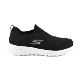 Championes deportivos Skechers GOwalk Joy sin cordones, color negro con logo plateado en el lateral. Capellada de tejido técnico transpirable, plantilla Air-Cooled Goga Mat y entresuela acolchada 5GEN.