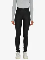 Pantalón skinny negro de tiro alto con textura encerada.