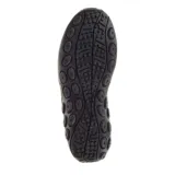 Mocasines de gamuza marrón con suela de goma negra.