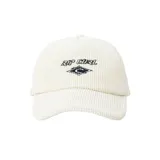 Gorra de béisbol color crema de pana con logo de Rip Curl bordado en negro.