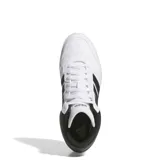Championes Adidas Hoops 4.0 Mid de caña media, color blanco con detalles en negro, inspirados en el básquetbol.