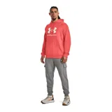 Buzo gris de Under Armour, línea Rival Fleece, con capucha y logo estampado en el frente.