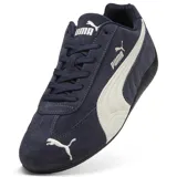 Championes Puma Speedcat OG de gamuza azul marino con detalles en blanco, incluyendo el logo de Puma en el lateral y la puntera.