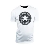 Remera blanca de algodón con cuello redondo y manga corta. Estampado frontal con el logo de Converse Chuck Taylor All Star en negro.