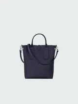 Bolso Longchamp modelo Le Roseau, color negro, tipo tote bag con doble asa corta y correa larga extraíble.