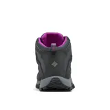 Bota de trekking de caña media Columbia Crestwood Mid Waterproof, color gris con detalles en rojo. Capellada de cuero, malla y cincha, con tecnología impermeable Omni-Tech.