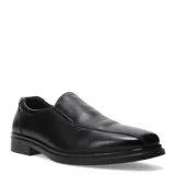 Zapato de vestir negro de cuero, sin cordones y con elásticos laterales.