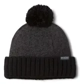 Gorro unisex con pompón y forro de polar, hecho de material reciclado, diseño clásico de punto.