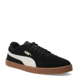 Championes Puma Club II Era Suede de mujer, color negro con franja lateral blanca y suela marrón.