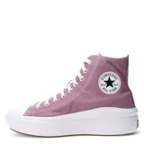 Championes Converse Chuck Taylor Move de caña alta color lila con plataforma blanca y cordones blancos.