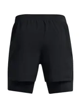 Short de running Under Armour Launch 5 2N1, color negro con logo blanco.