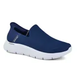Championes Skechers Hands Free Slip-ins Go Walk Flex, color azul marino, sin cordones. Capellada de malla con plantilla Air-Cooled Memory Foam y entresuela Ultra Go.