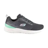 Zapatillas deportivas Skechers Skech-Air Dynamight - Luminosity, color gris con detalles en rosa y verde agua. Capellada de malla atlética y material sintético, cordones, plantilla Skechers Memory Foam y entresuela con cámara de aire Skech-Air.