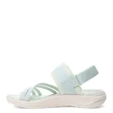 Sandalias Merrell District 4 Backstrap color celeste con tiras cruzadas y correa trasera ajustable. Fabricadas con cuero de plena flor y malla transpirable, plantilla de espuma EVA y suela ligera.