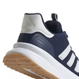 Championes Adidas X_PLR Path Cloudfoam color azul marino con detalles plateados y suela blanca con base marrón.