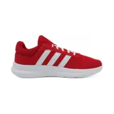 Zapatillas Adidas Lite Racer 4.0 rojas con tres tiras blancas en los laterales y suela blanca con tecnología Cloudfoam.