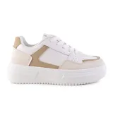 Championes deportivos American Sport Wish, color blanco con detalles en beige y suela alta.