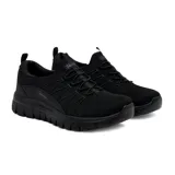 Championes Skechers Graceful Picture Perfect color negro, con capellada de malla Stretch Fit, cordones elásticos y plantilla Air-Cooled Memory Foam.