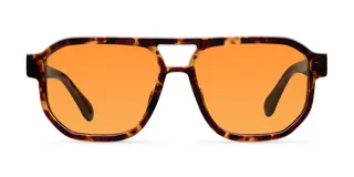 Gafas de sol Seba modelo Tigris, estilo aviador oversize con montura carey, doble puente y lentes color naranja.
