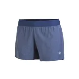 Short de running azul con cintura elástica y logo de la marca en la pierna derecha.