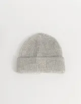 Gorro de lana gris con etiqueta con texto "Brooklyn New York-NY Est. 1970".