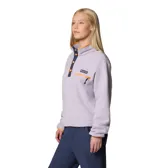 Buzo polar Columbia Helvetia II Cropped para mujer, color lila, con cuello alto con botones a presión, bolsillo en el pecho con cierre y puños y dobladillo elásticos.