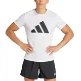 Remera de running Adidas, color blanco con logo de la marca en negro.