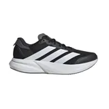Championes de running Adidas Duramo Speed, color negro con las tres tiras blancas y detalles en gris. Cuentan con amortiguación Lightstrike y suela de TPU.